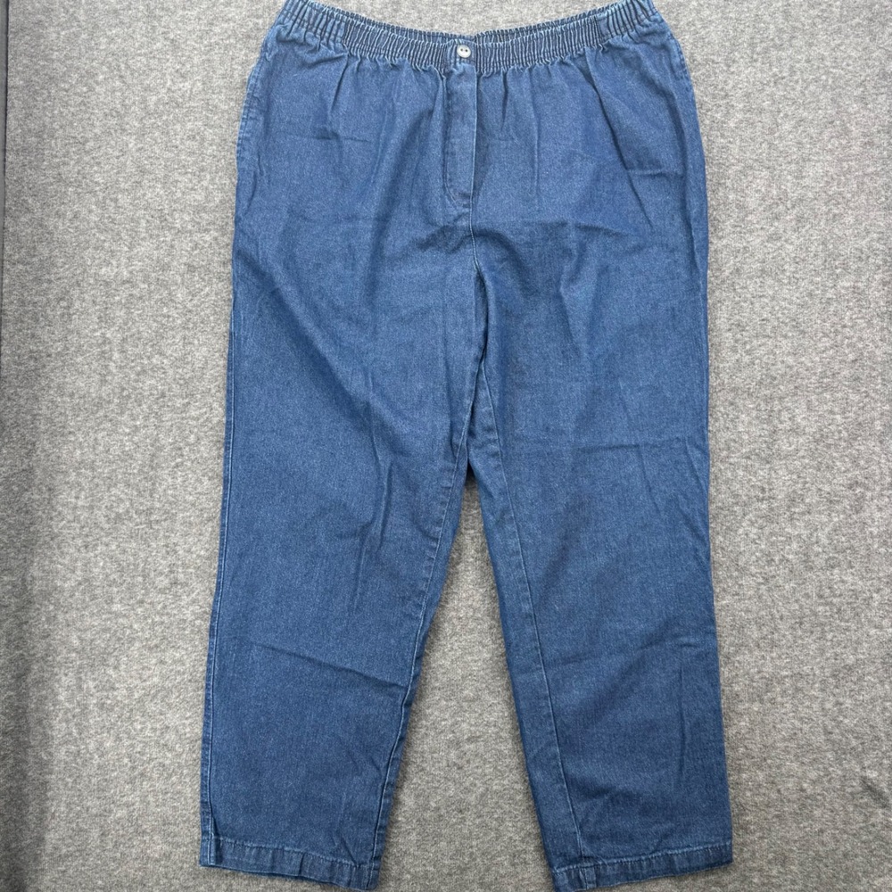 Woman Within Womens 24W Blue Denim Elastic Waist High Rise Straight Leg Pants